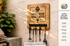 3D BBQ Utensil Rack Laser Cut. Grill Tool Hanger SVG Product Image 1