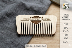 Beard Comb Laser Cut. Engraved Beard Grooming Comb SVG Product Image 1