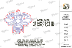 Bee Keychain Laser Cut. Honey Bee Key Ring SVG Product Image 2
