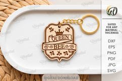Bee Keychain Laser Cut. Honey Bee Key Ring SVG Product Image 1