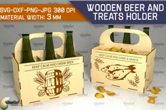 Wooden Beer And Treats Holder Laser Cut. Bottle Box SVG Product Image 1