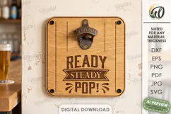 Wall Mounted Beer Bottle Opener Laser Cut. Bar Decor SVG Product Image 1
