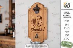 Wall Mounted Beer Bottle Opener Laser Cut. Bar Decor SVG Product Image 1