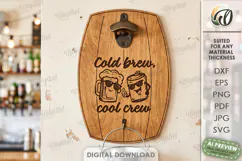 Wall Mounted Beer Bottle Opener Laser Cut. Bar Decor SVG Product Image 1