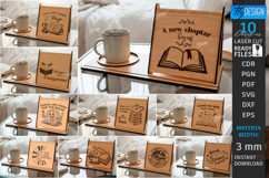 Book Display Stand with Coaster Laser Cut Bundle | CNC Files Product Image 1