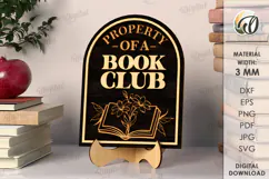 Wooden Bookshelf Sign Laser Cut. Stand Decor SVG Product Image 1