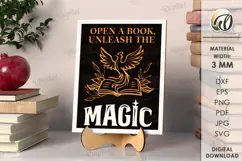 Wooden Bookshelf Sign Laser Cut. Stand Decor SVG Product Image 1