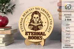 Wooden Bookshelf Sign Laser Cut. Stand Decor SVG Product Image 1