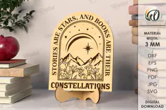 Wooden Bookshelf Sign Laser Cut. Stand Decor SVG Product Image 1