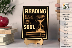 Wooden Bookshelf Signs Bundle Laser Cut. Stand Decor SVG Product Image 8