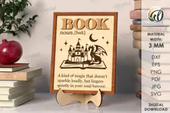 Wooden Bookshelf Sign Laser Cut. Stand Decor SVG Product Image 1