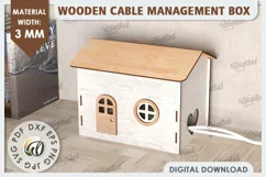 Wooden Cable Management Box Laser Cut. 3D House SVG Product Image 1