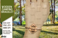 Wooden Camping Bracelet SVG. Camping Laser Cut Product Image 1