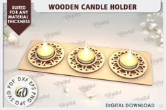 3D Wooden Candle Holder Laser Cut. Home Decor SVG Product Image 1