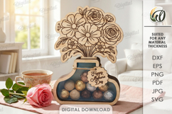 3D Candy holder vase Laser Cut. Mother's day gift SVG Product Image 1