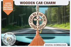 Christian Car Charm Laser Cut. Wood Car Charm. Religious SVG Product Image 1