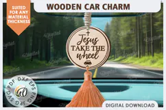 Christian Car Charm Laser Cut. Wood Car Charm. Religious SVG Product Image 1