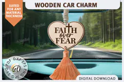 Christian Car Charm Laser Cut. Wood Car Charm. Religious SVG Product Image 1