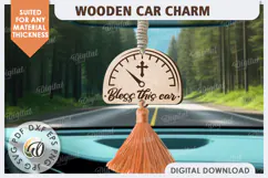 Christian Car Charm Laser Cut. Wood Car Charm. Religious SVG Product Image 1