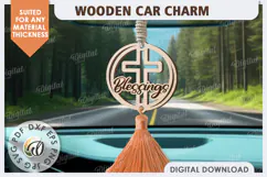 Christian Car Charm Laser Cut. Wood Car Charm. Religious SVG Product Image 1