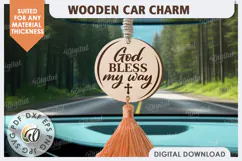 Christian Car Charm Laser Cut. Wood Car Charm. Religious SVG Product Image 1