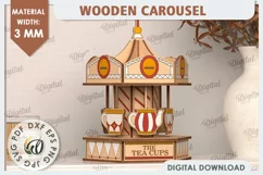 3D Wooden Carousel Laser Cut Design. Wooden Kids Toy SVG Product Image 1