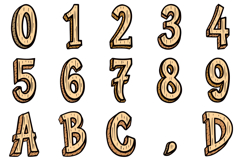 Wooden Cartoon Letters Doodle Font Lettering Log ABC SVG PNG Product Image 2