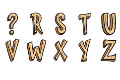 Wooden Cartoon Letters Doodle Font Lettering Log ABC SVG PNG Product Image 4