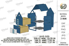 Wooden Children's House Box Laser Cut. Kid's Storage Box SVG Product Image 4