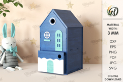 Wooden Children&#039;s House Box Laser Cut. Kid&#039;s Storage Box SVG Product Image 1