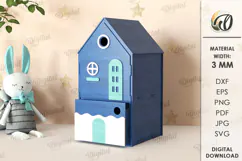 Wooden Children's House Box Laser Cut. Kid's Storage Box SVG Product Image 1