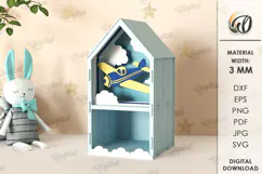 Wooden Children's House Box Laser Cut. Kid's Storage Box SVG Product Image 1