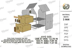 Wooden Children's House Box Laser Cut. Kid's Storage Box SVG Product Image 3
