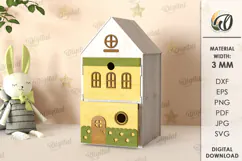 Wooden Children's House Box Laser Cut. Kid's Storage Box SVG Product Image 1