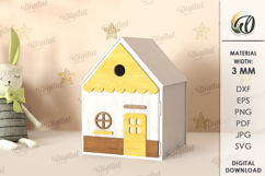 Wooden Children&#039;s House Box Laser Cut. Kid&#039;s Storage Box SVG Product Image 1