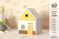 Wooden Children's House Box Laser Cut. Kid's Storage Box SVG Product Image 1