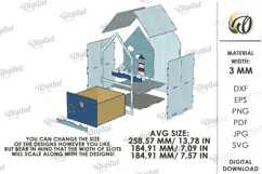 Wooden Children's House Box Laser Cut. Kid's Storage Box SVG Product Image 3
