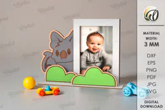 Cute Baby Photo Frame Laser Cut. Kids Bat Frame Svg Product Image 1