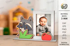 Cute Baby Photo Frame Laser Cut. Kids Raccoon Frame Svg Product Image 2