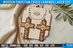 Christian Cross Earrings Laser Cut|Pendant Earrings| Jewelry Product Image 1