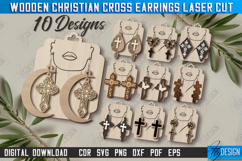 Christian Cross Earrings Laser Cut Bundle | Pendant Earrings Product Image 1