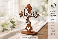 3D Christian Cross Laser Cut. Christian Stand Decor SVG Product Image 1