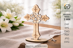 3D Christian Cross Laser Cut. Christian Stand Decor SVG Product Image 1