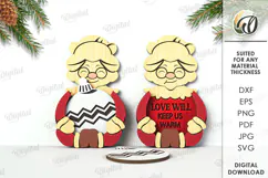 Wooden Christmas Character Lasercut. Mrs. Claus SVG Product Image 1