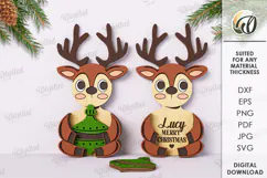 Wooden Christmas Character Lasercut. Fawn SVG Product Image 1