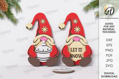 Wooden Christmas Character Lasercut. Christmas gnome SVG Product Image 1