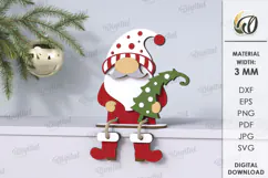 Wooden Christmas Gnome Laser Cut . Christmas Decor SVG Product Image 1