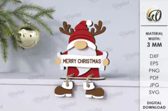 Wooden Christmas Gnome Laser Cut . Christmas Decor SVG Product Image 1
