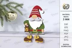 Wooden Christmas Gnome Laser Cut . Christmas Decor SVG Product Image 1
