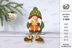 Wooden Christmas Gnome Laser Cut . Christmas Decor SVG Product Image 1